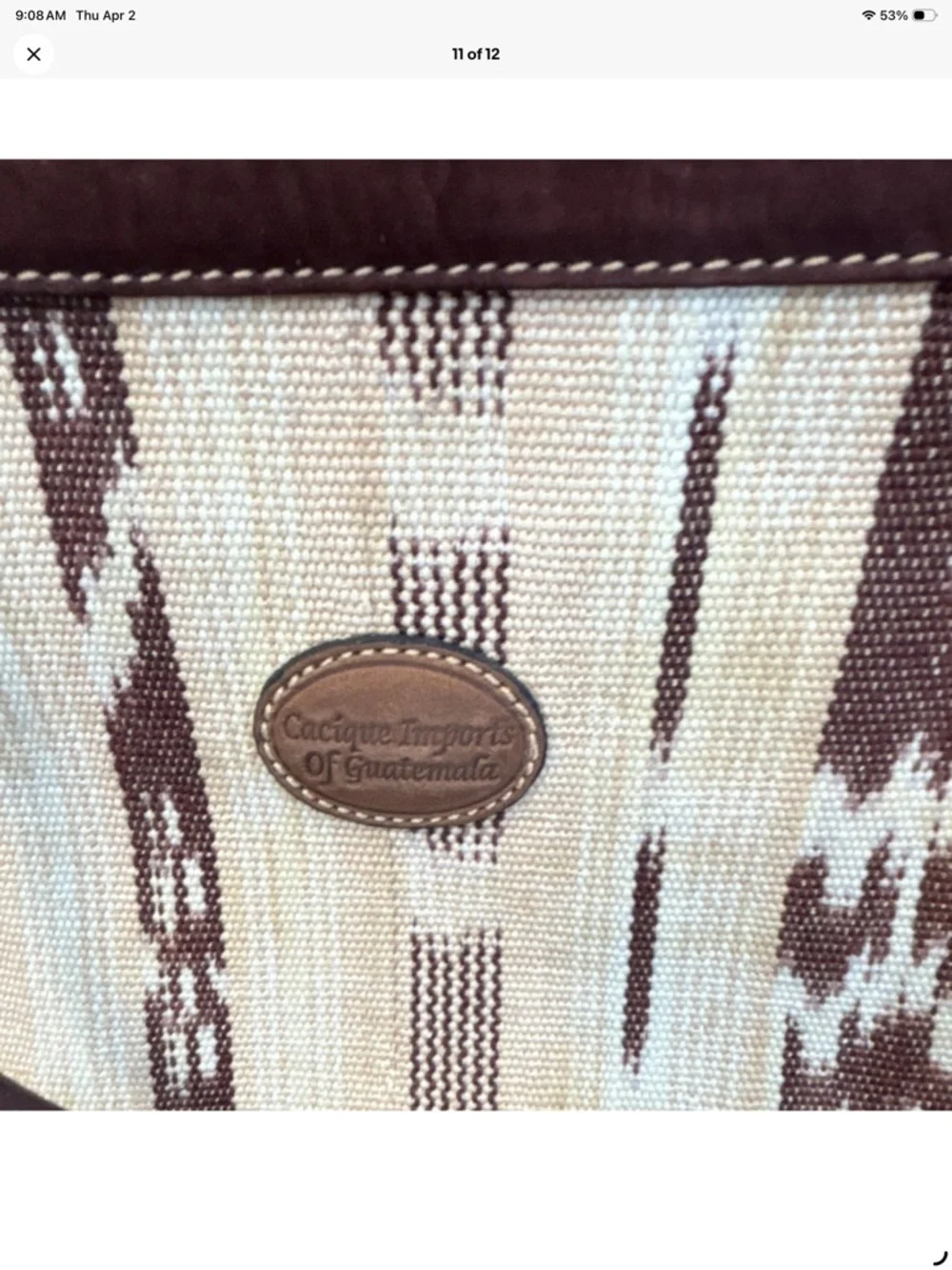 Western-Inspired handmade Brown & Cream handbag with Leather Trim